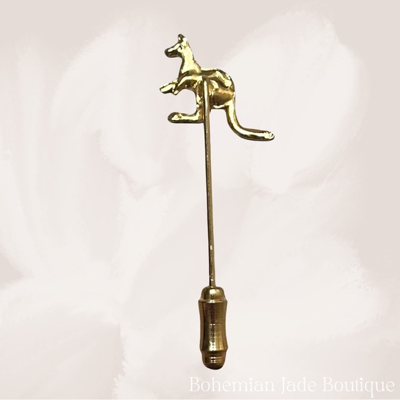 Vintage Gold Kangaroo Hat Pin Brooch Tie Pin - Picture 3 of 4